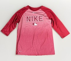 Y2K Nike MLB Dri-FIT Raglan Tee Mens Size L Red Baseball Athletic Streetwear