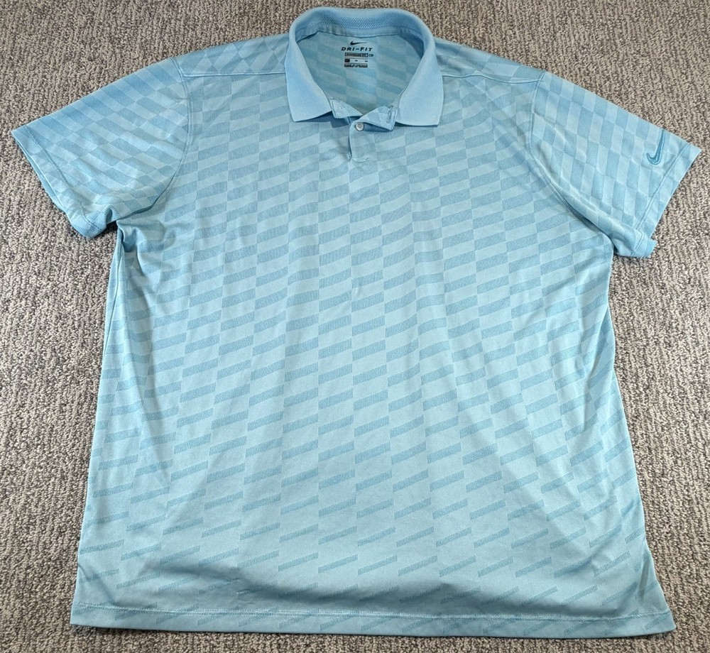 Nike Golf Dri-FIT Vapor Wing Jacquard Golf Polo Shirt Mens Size XL CI9780 Blue