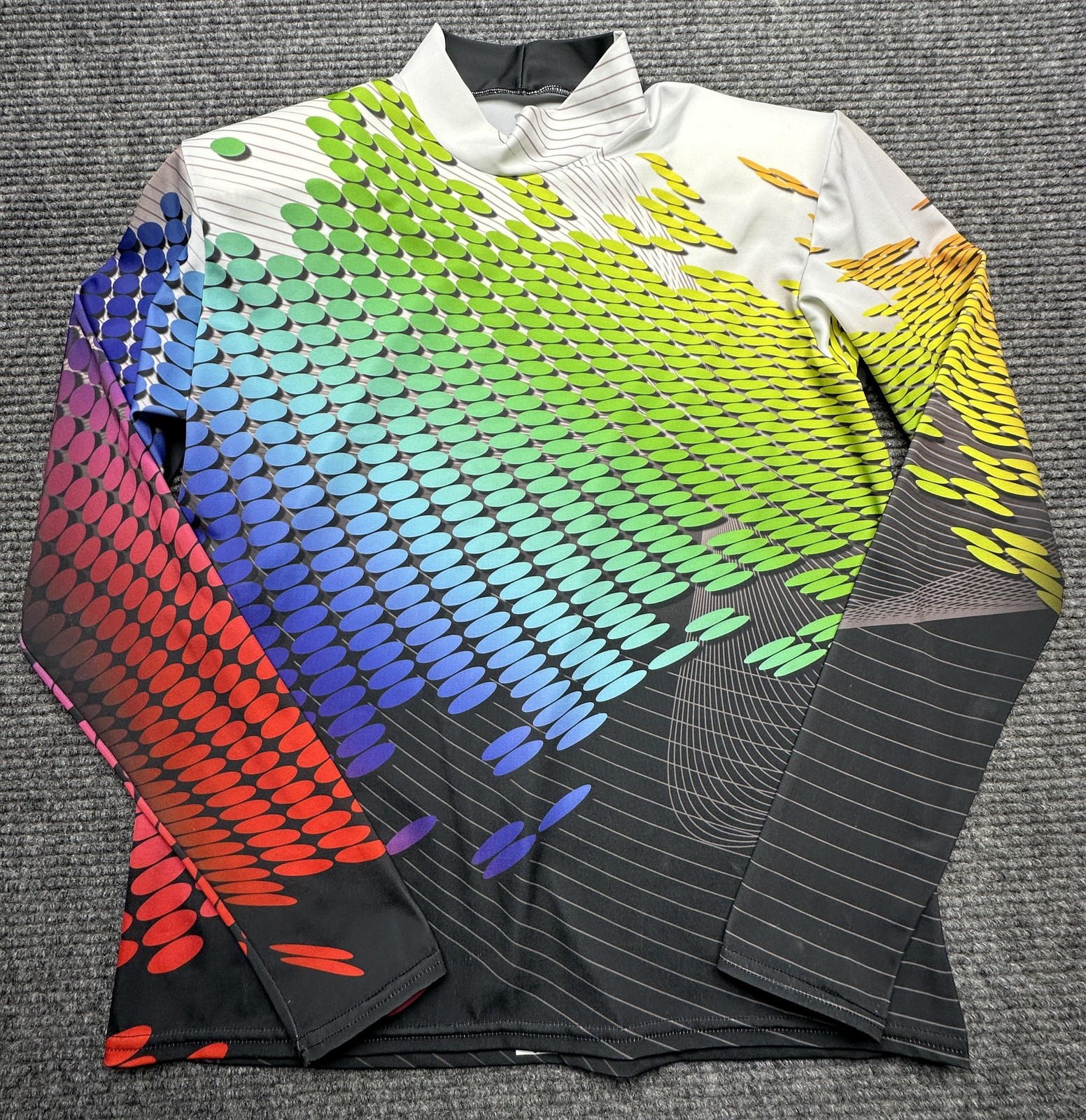 FJM Shirt Mens Large Multicolor Mock Neck Long Sleeve Graphic Dance Jersey Top gallery
