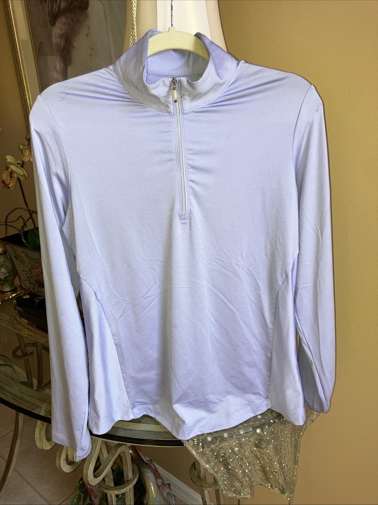 WOMEN’S CUTTER & BUCK DRYTEC UPF 50+ 1/4 ZIP Long Sleeve Shirt Lg. Lavender
