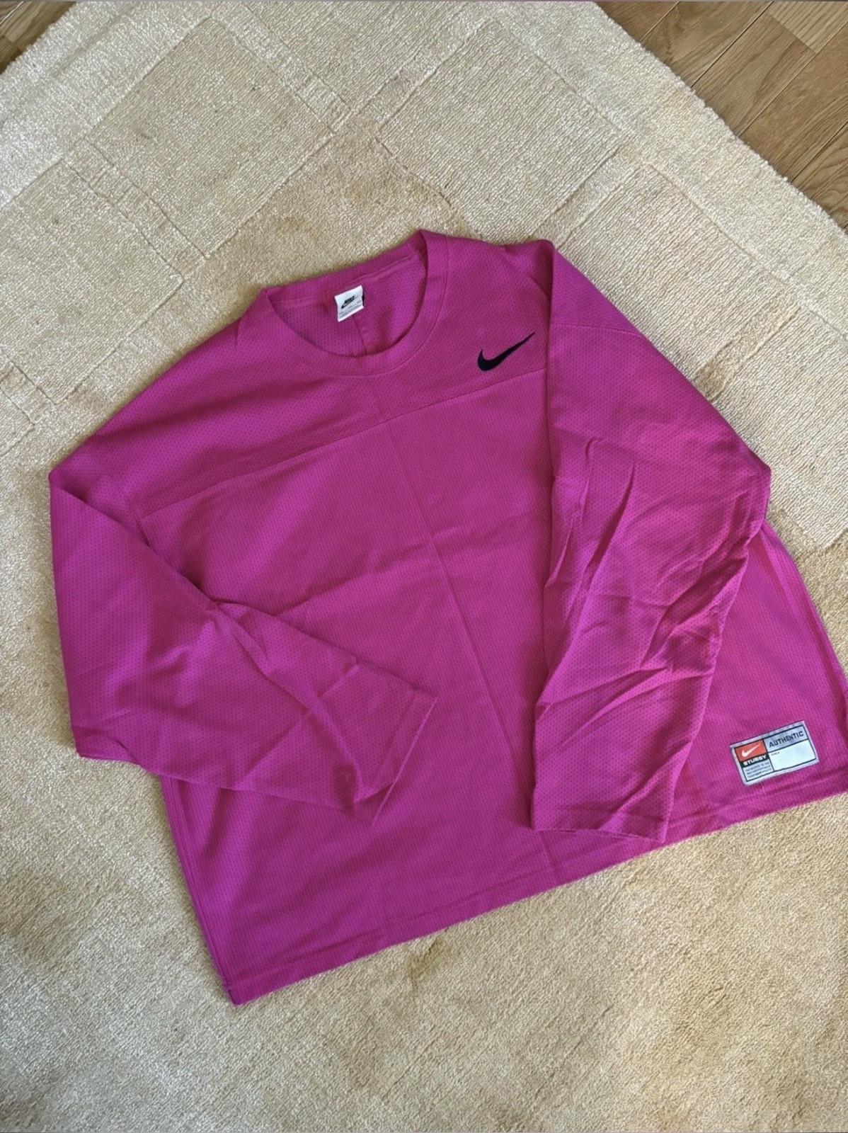 Nike x Stussy Mesh Long Sleeve T-Shirt Pink XXL Breathable Limited Edition gallery