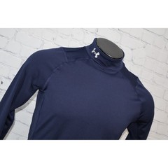 Under Armour Coldgear Shirt Mens Medium Fitted Navy Blue Mock Turtle Neck