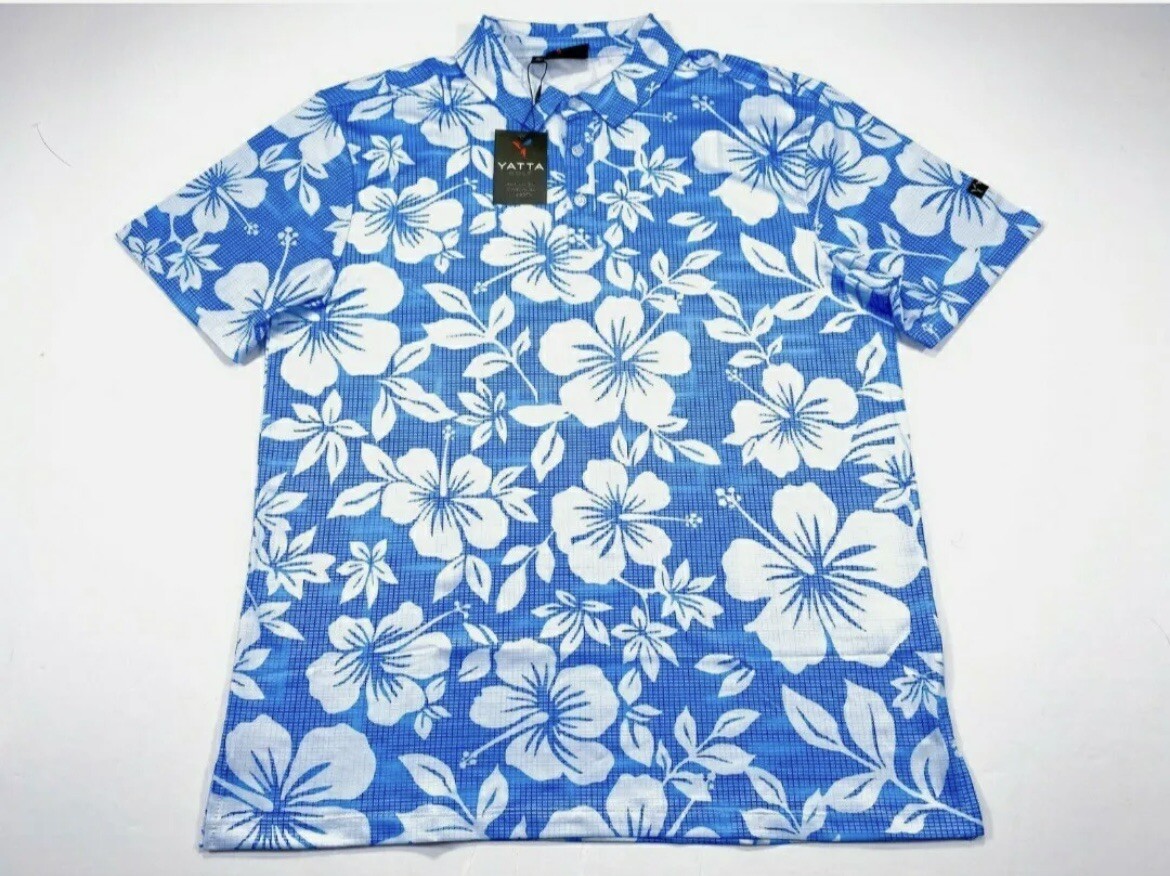 YATTA GOLF MEN'S KAHAKAI POLU TROPICAL PRINT POLO GOLF SHIRT SMALL gallery
