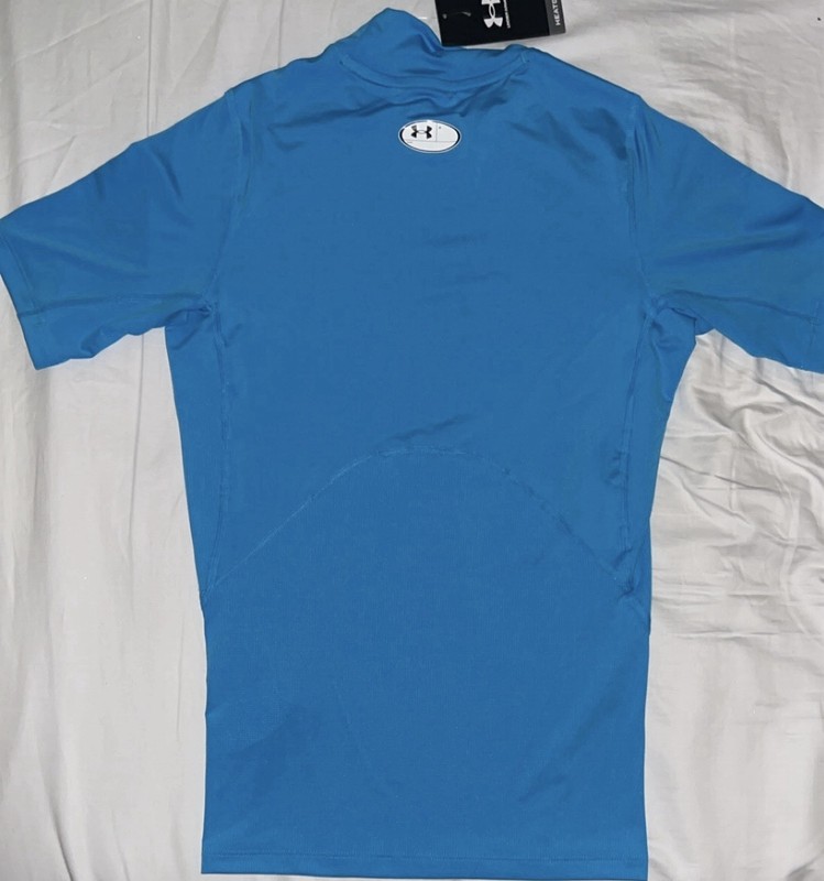 Under Armour HeatGear Compression Shirt Mens Medium Blue Mock Neck Short Sleeve gallery