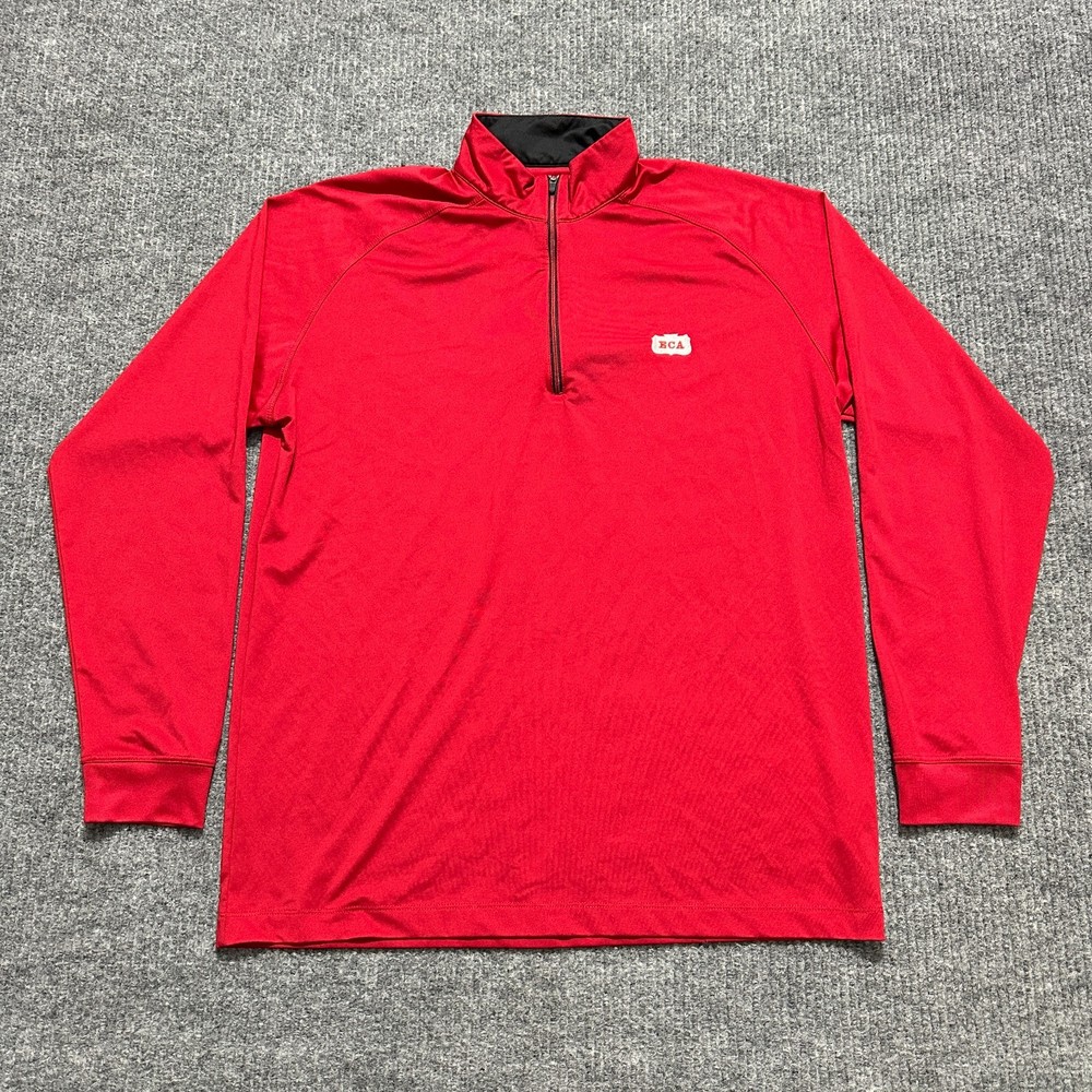 Greg Norman Play Dry Mens Jacket Shirt Size M Medium Red 1/4 Zip Long Sleeve