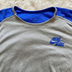 Nike BSBL Dri Fit Baseball Shirt Blue & Gray 3/4 Sleeves Size M