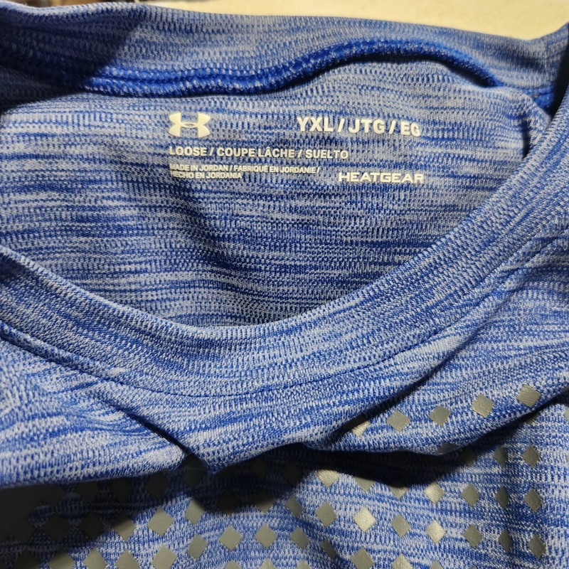 UNDER ARMOUR Heat Gear Armour Ventilated Compression T-Shirt Blue Size YXL gallery