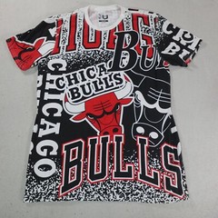 Chicago Bulls Shirt Mens Medium Black All Over Print Tee Outdoor Gym Jog Run T