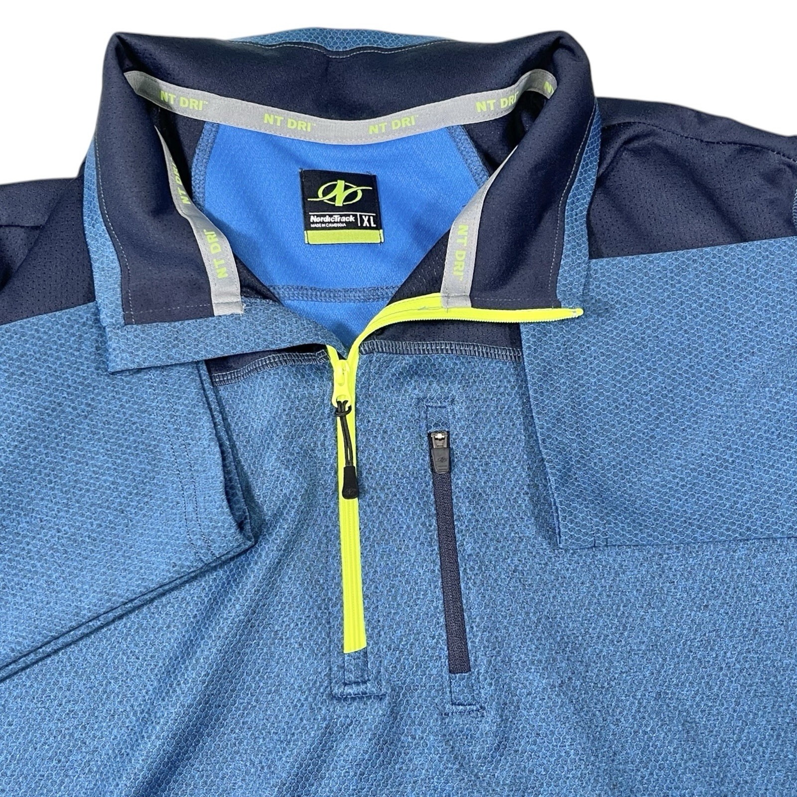 NordicTrack XL Blue Quarter Zip Pullover NT Dri Tech Pocket Sporty Athleisure gallery
