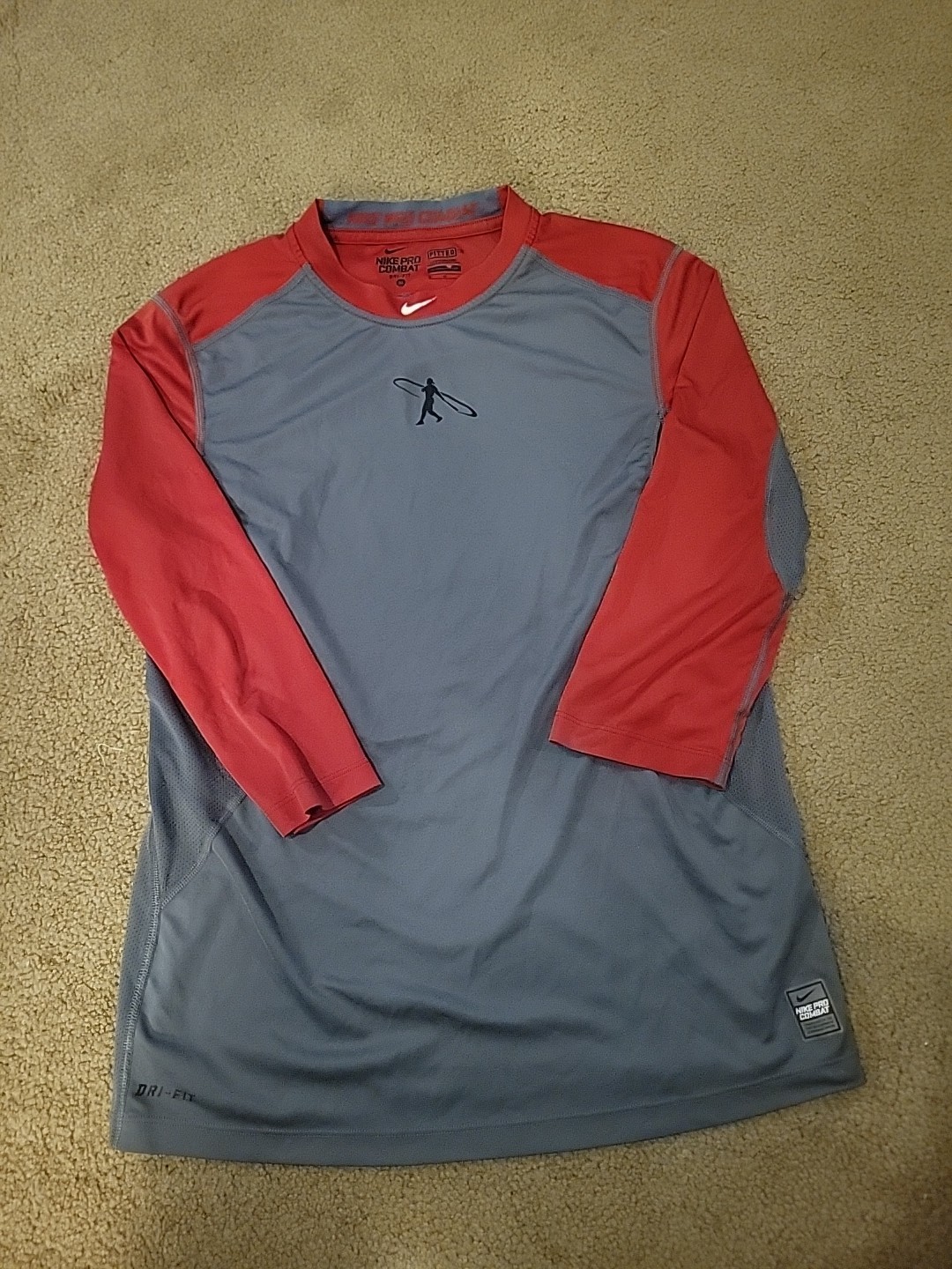 Nike Pro Combat Shirt Men's Medium Red/Grey Ken Griffey Jr Swingman 3/4 Sleeve gallery