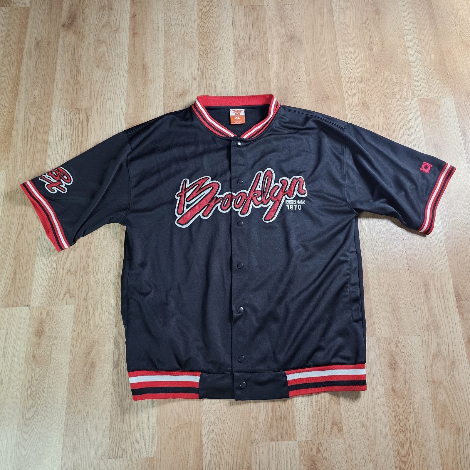 Vtg Brooklyn Express Shirt Y2k Embroidered Snap Button Jersey Hip hop Baseball gallery