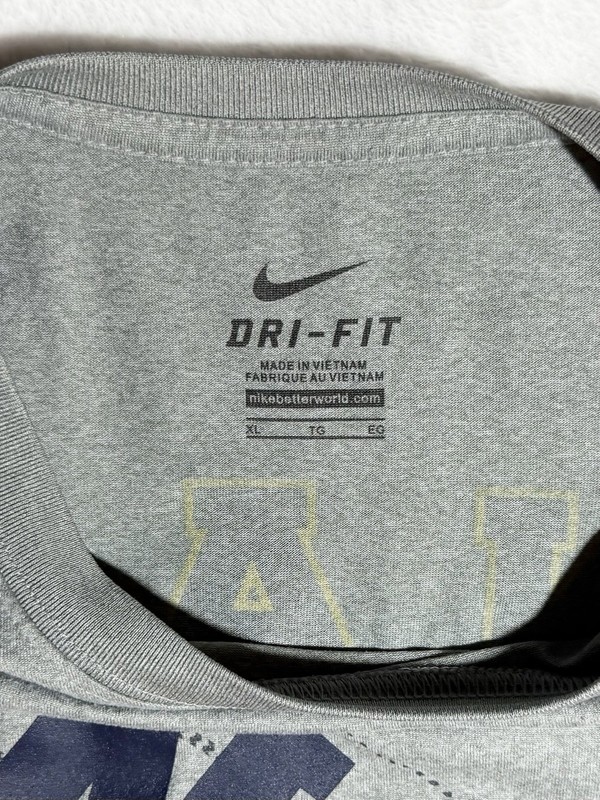 Nike Dr-Fit Men’s Gray US Navy Dynamic Logo Short Sleeve Performance T Shirt, XL gallery