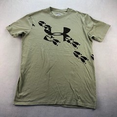 Under Armour Shirt Mens Small Green Deer Tracks Loose Heatgear Hunting Charged