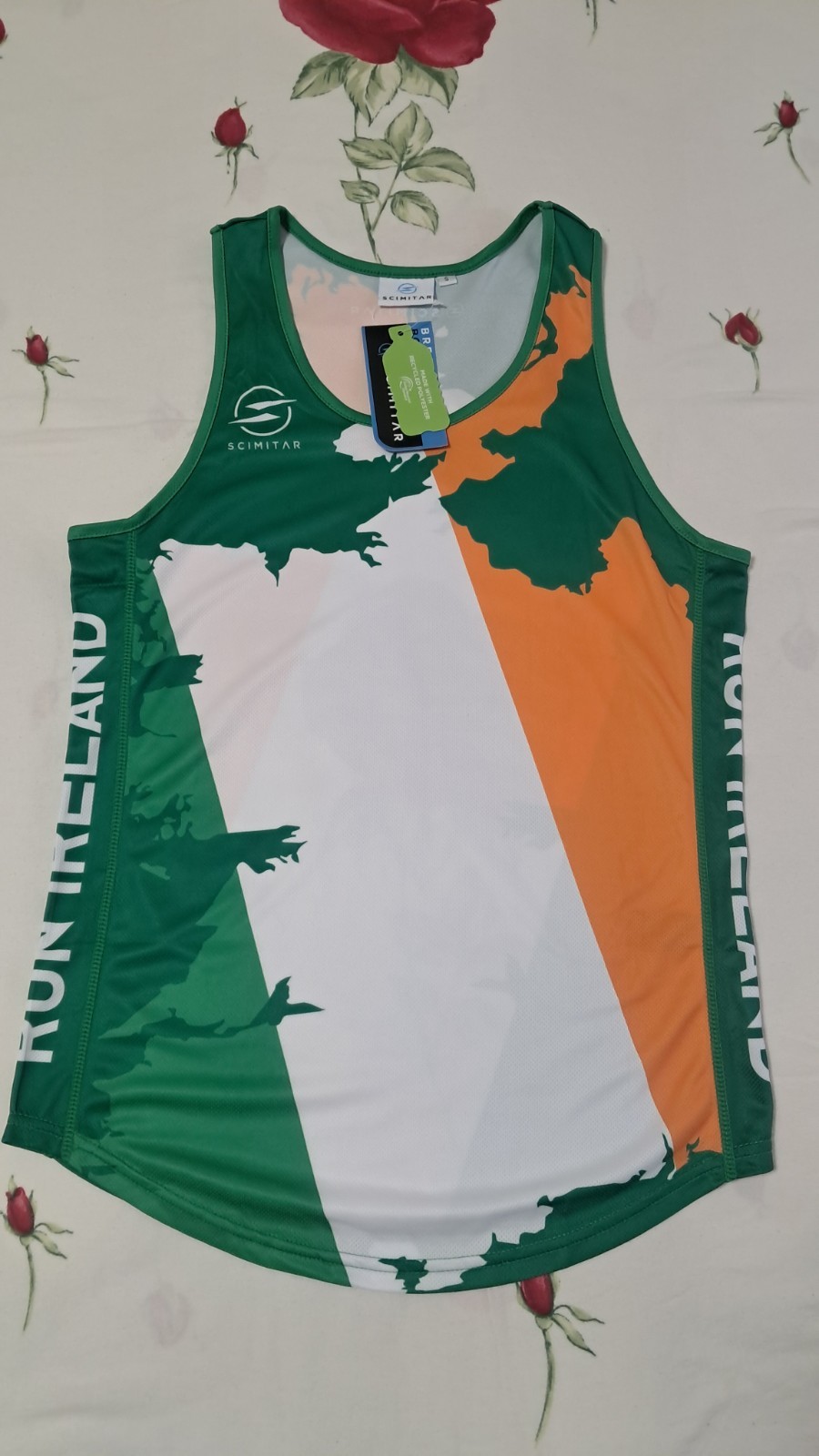 SCIMITAR IRELAND Running Vest Size SMALL Green White Orange Polyester NEW Mike gallery