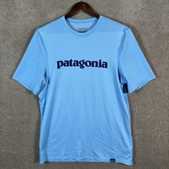 Patagonia Capilene Daily Baselayer Shirt Mens Medium Blue Logo Short Sleeve
