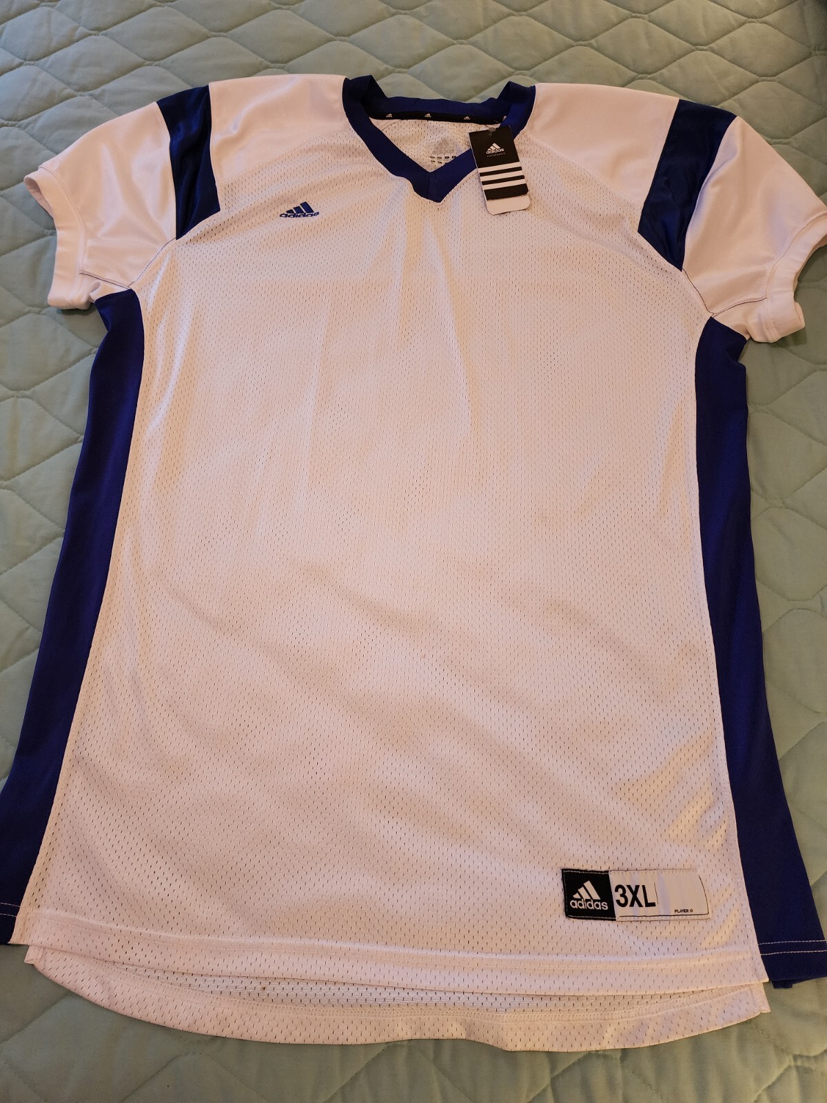 Adidas Mens V Neck Jersey Climacool Football Baseball Blue Pipe Stretch Size 3XL gallery