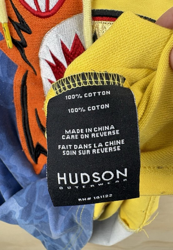 Hudson Outerwear We Killed Ape We Get Money Hoodie Short Sleeve Yellow Blue XL gallery