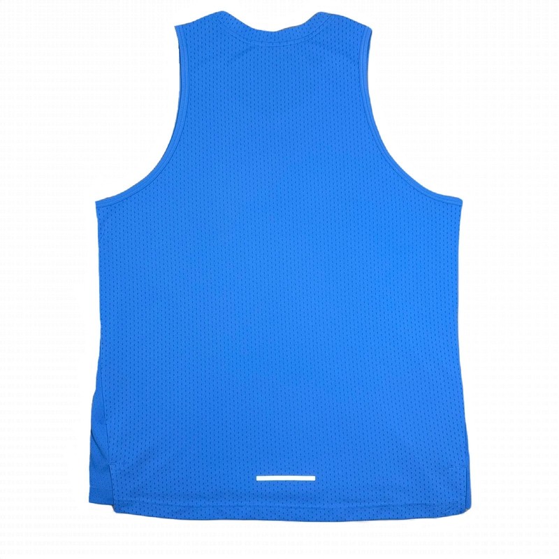 Nike Running Dri-FIT Miler Tank Top Mens Large Blue Mesh Singlet CU5982-405 gallery