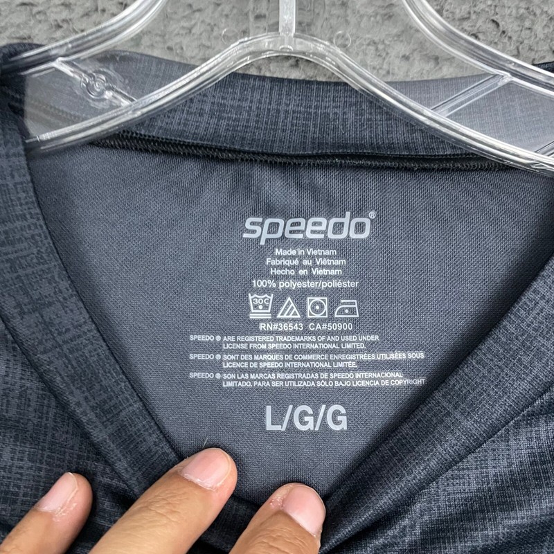 Speedo T-Shirt Mens Large Gray Black UV Protection Swim Activewear Beach Dad gallery