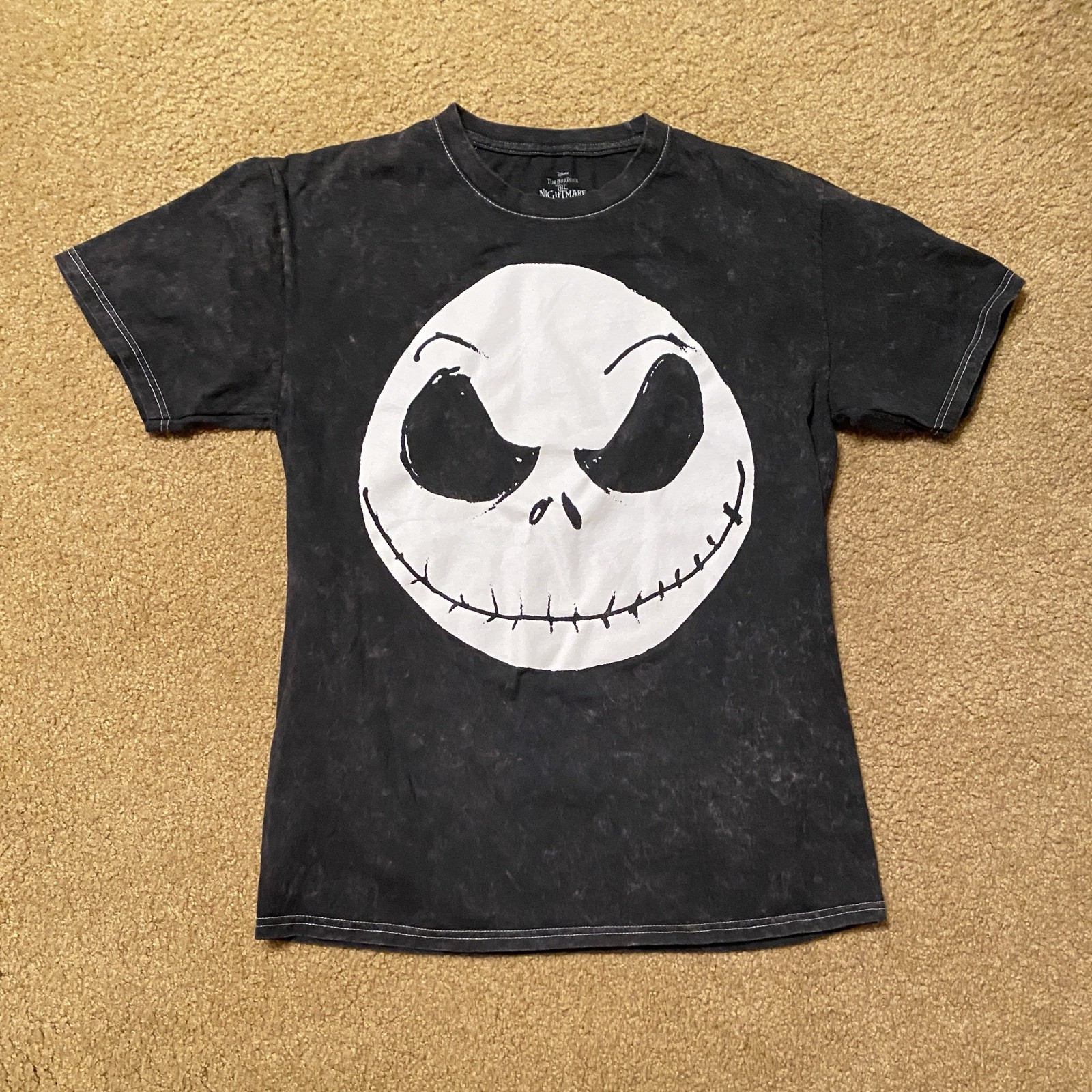 Tim Burtons Nightmare Before Christmas Jack Skellington Black Tee Womens LARGE gallery