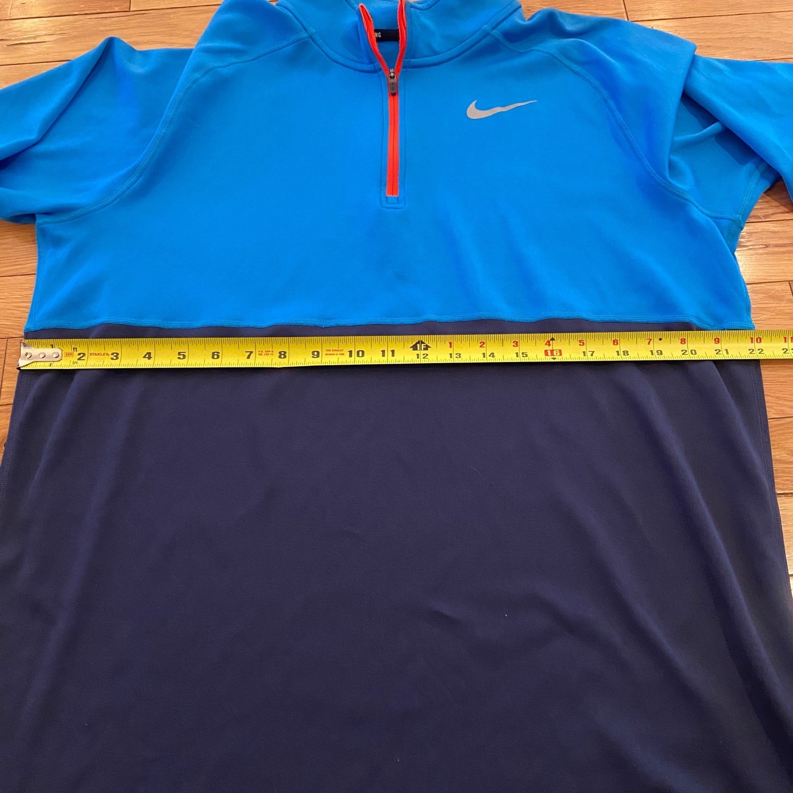 Nike Dri-FIT Men's Blue Navy Running Track Jacket Quarter Zip Pullover gallery