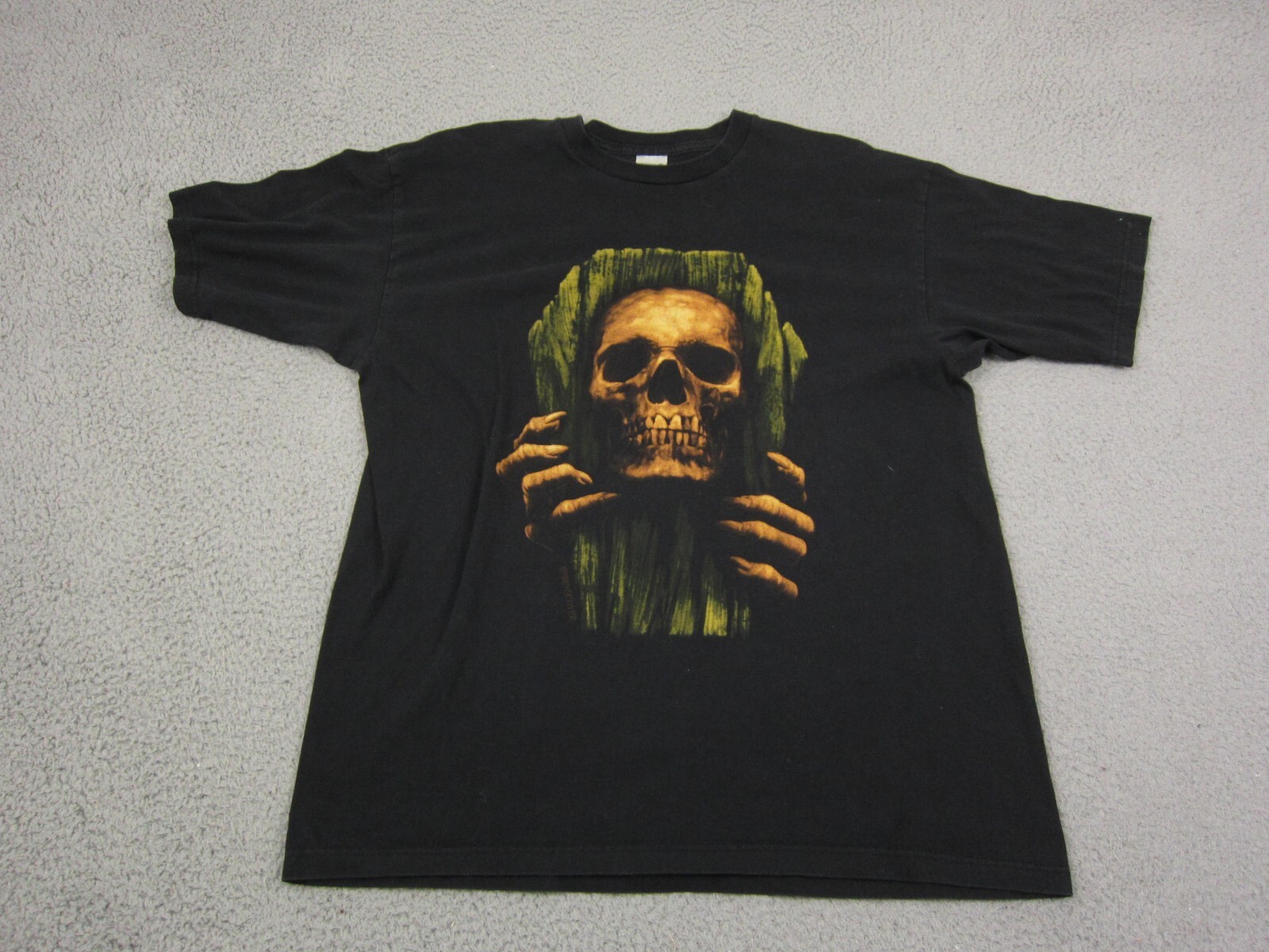 Vintage Skull Shirt Mens Extra Large XL Black Coffin Benscoter Masque Production gallery