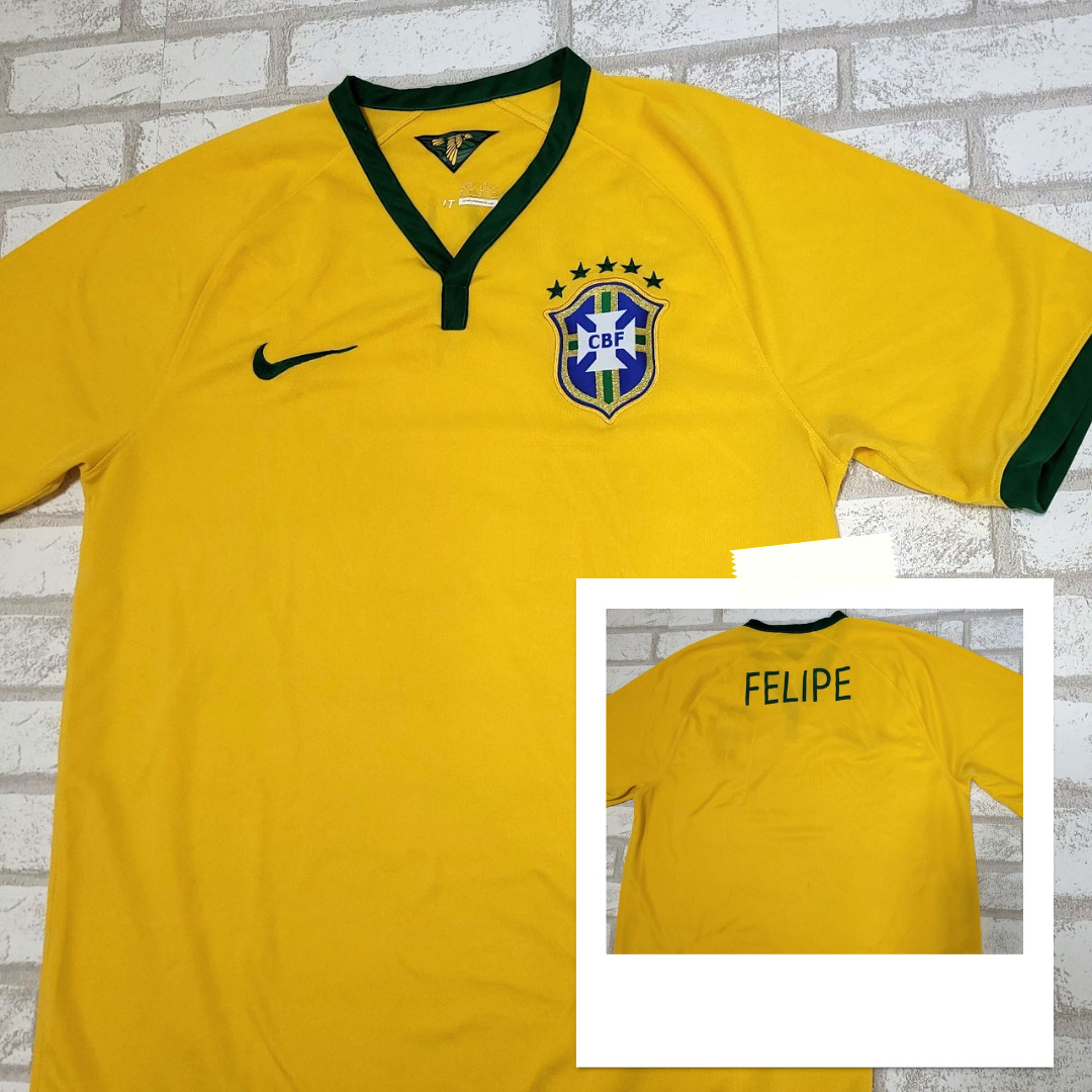 Nike 2014 CBF Brazil National Football Team Felipe Dri Fit Soccer Jersey Mens M gallery