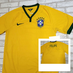 Nike 2014 CBF Brazil National Football Team Felipe Dri Fit Soccer Jersey Mens M
