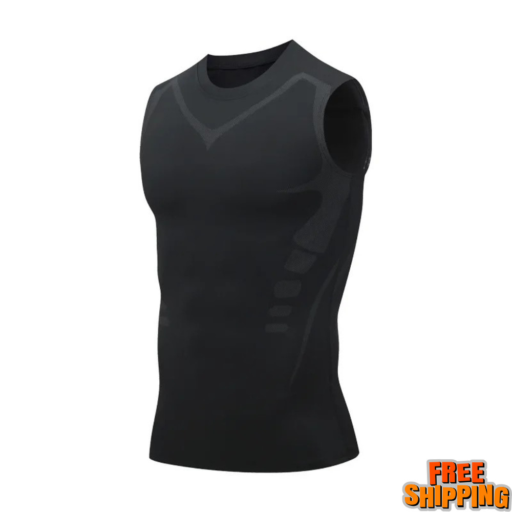 Men Compression Shirt Version Ionic Shaping Sleeveless Vest Sport Tank Top S-2XL