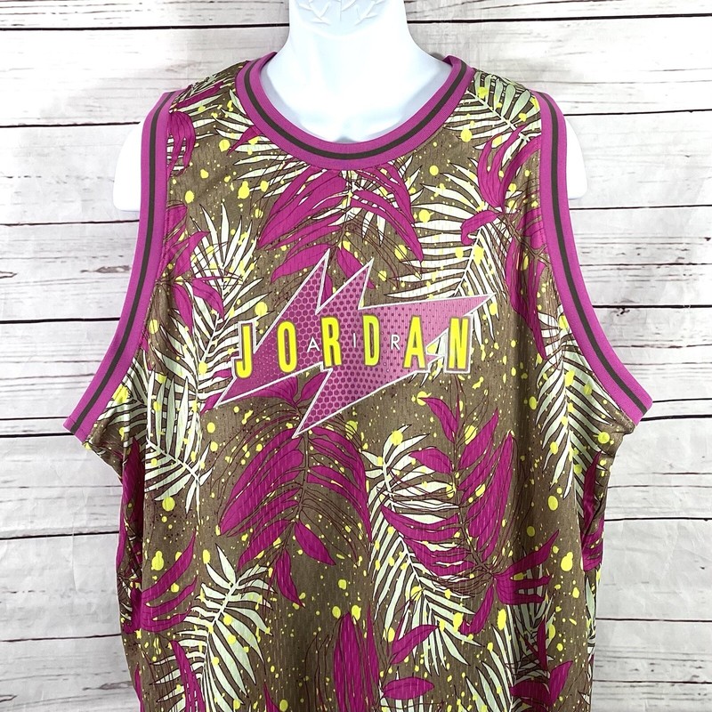 Nike Air Jordan Jersey Men’s XL Purple/Green South Beach Floral CJ4314-225 gallery