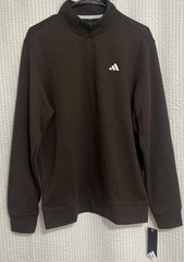 Adidas Men’s Go To 1/4 Zip Pullover Medium Dark Brown White Logo ADVR0955 NWT!