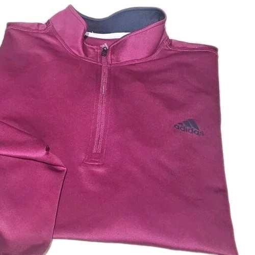 New! ADIDAS-Magenta Poly/Spdx, Mens LS, 1/2.Zip Athletic Pullover Shirt-(L) gallery