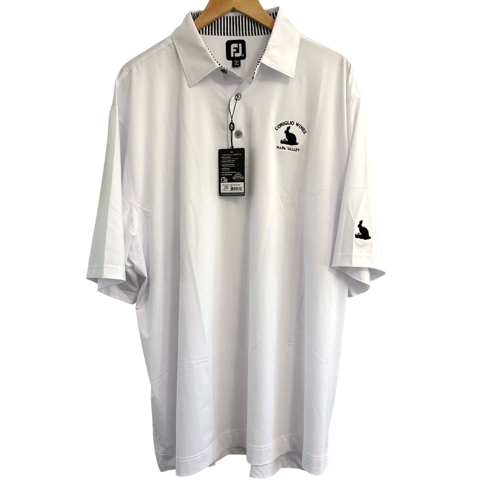 FootJoy Men's White Lisle Polo Shirt Napa Valley Coniglio Wines Size XXL Golf gallery