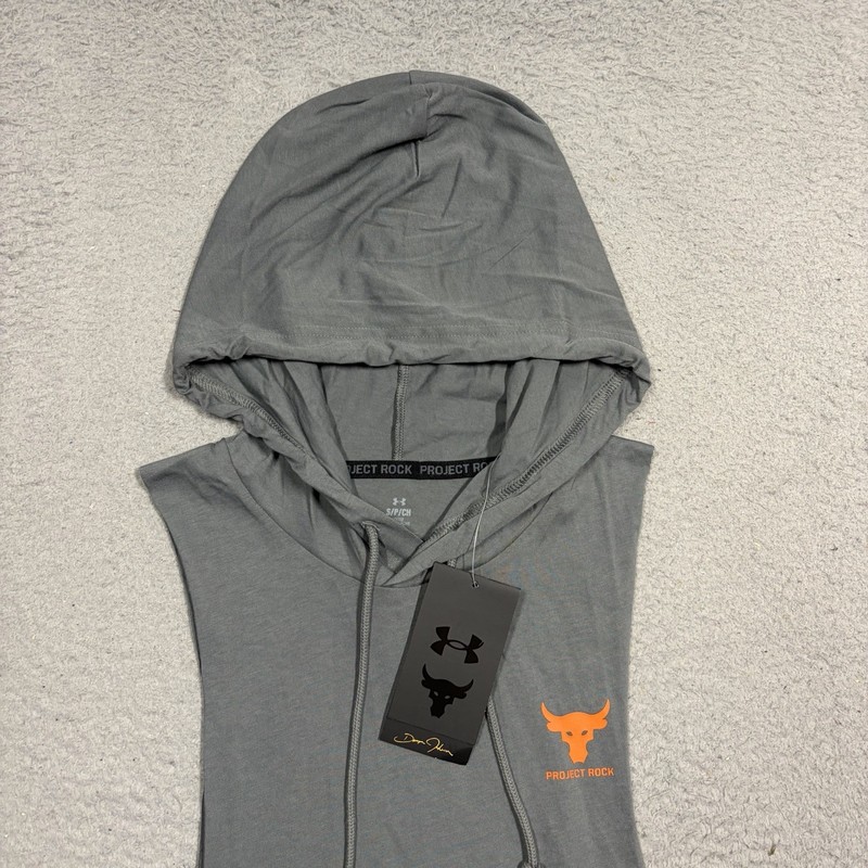 Under Armour Project Rock Payoff Sleeveless Hoodie Shirt Men Small Grey 1387796 gallery