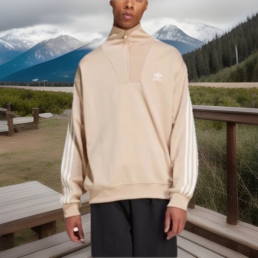 Adidas Adicolor Funnel Neck Track Top Mens Size Small Magic Beige New