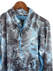 Habit Trail Men’s 1/4 Zip Pullover Med Blue Waves Polyester Spandex Solar Factor