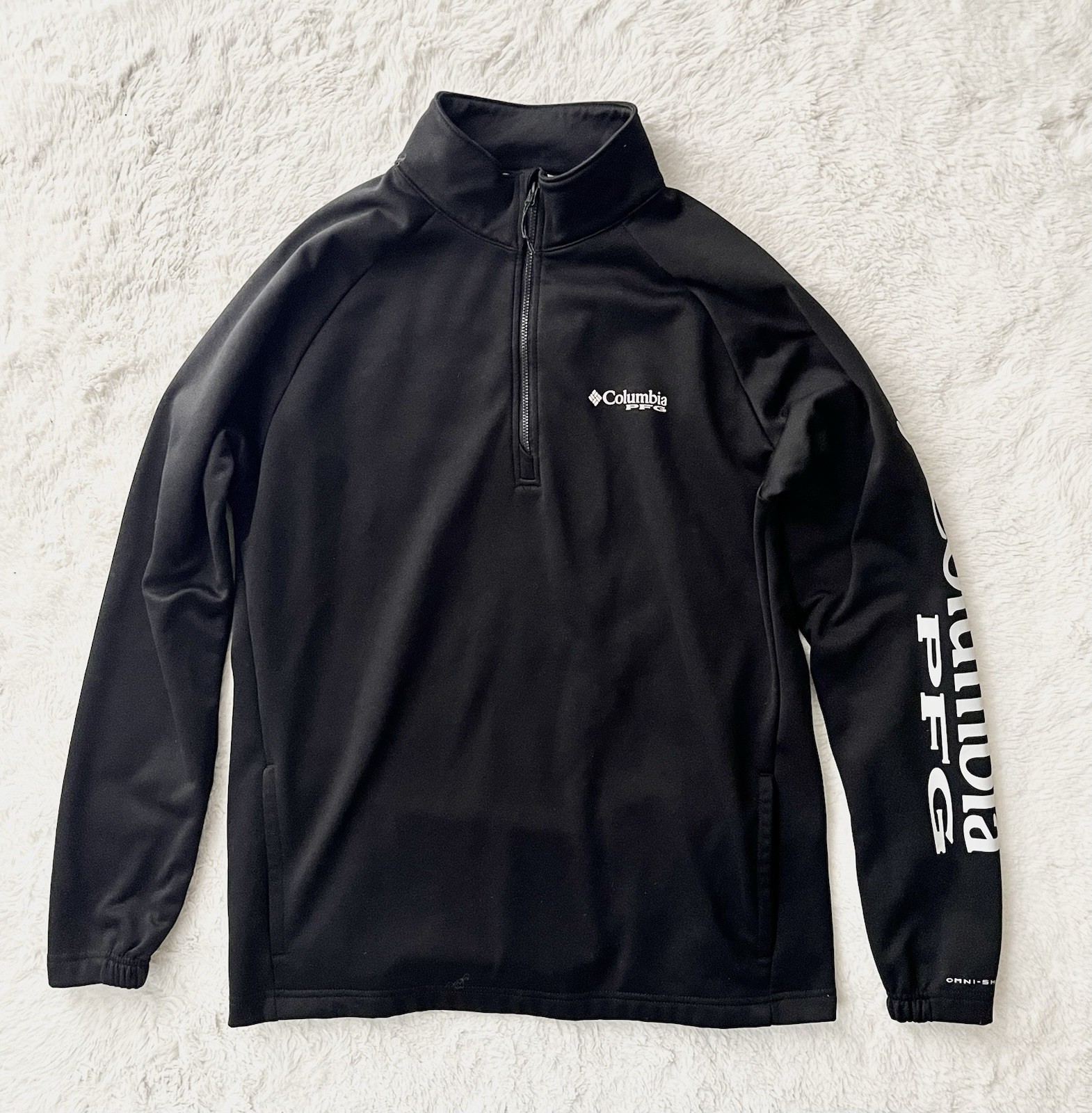 Columbia PFG Mens ( M ) 1/4 Zip Pullover Softshell Shirt Black Stretch gallery
