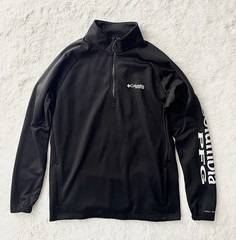 Columbia PFG Mens ( M ) 1/4 Zip Pullover Softshell Shirt Black Stretch
