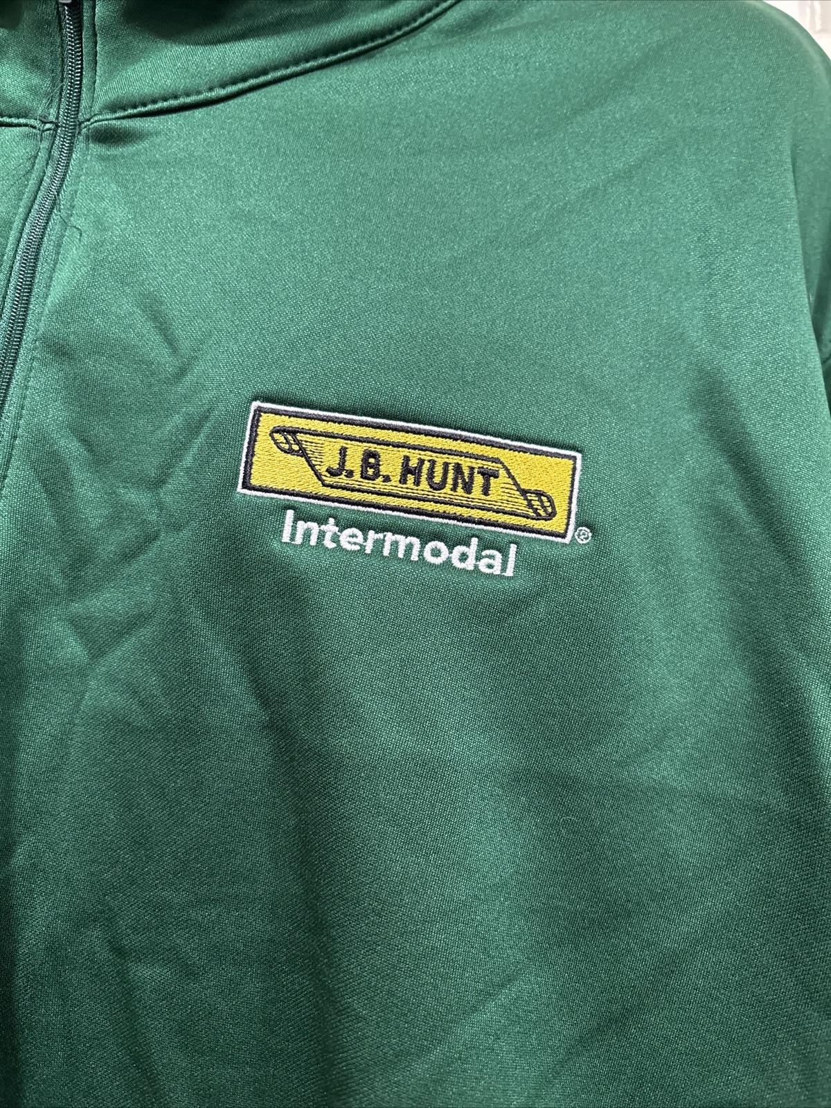 J.B. Hunt Trucking Shirt Green 1/4 Zip Long Sleeve Pullover 5XL JB Hunt gallery