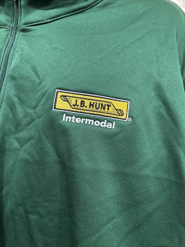 J.B. Hunt Trucking Shirt Green 1/4 Zip Long Sleeve Pullover 5XL JB Hunt gallery