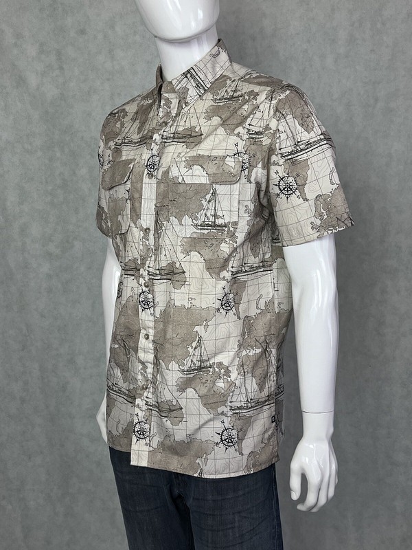 Chaps Ralph Lauren Beige World Map Vented Mesh Short Sleeve Fishing Shirt MEDIUM gallery
