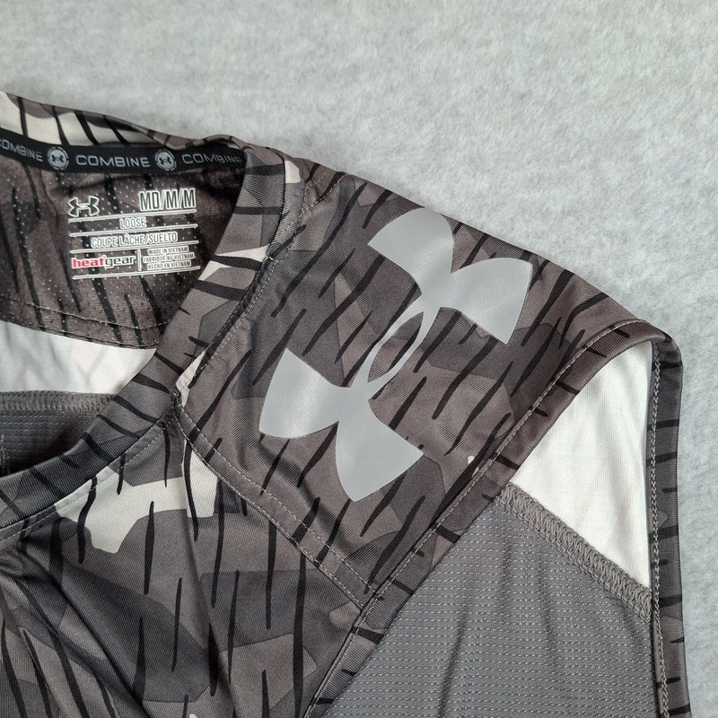 Under Armour Combine Training Shirt Men Medium Heatgear Brown Gray Camo gallery