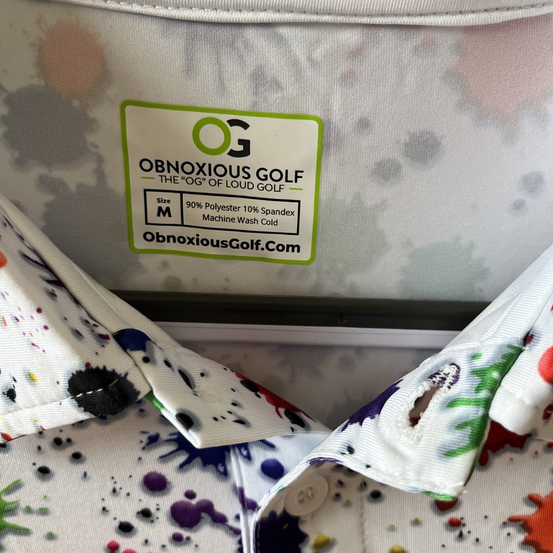 Obnoxious Golf Paint Splatter Graphics Lightweight Polo Shirt Mens Medium gallery