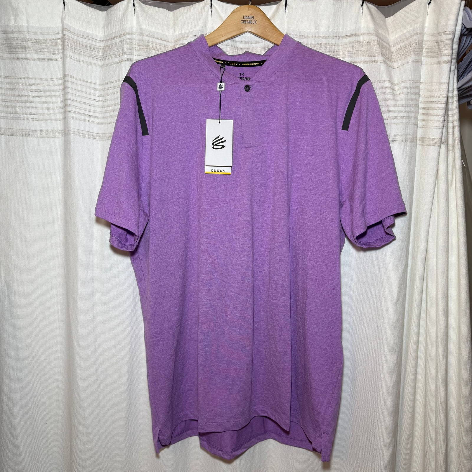 Under Armour Curry Splash Icon Purple Fitted Polo Shirt Men's 2XL Golf gallery