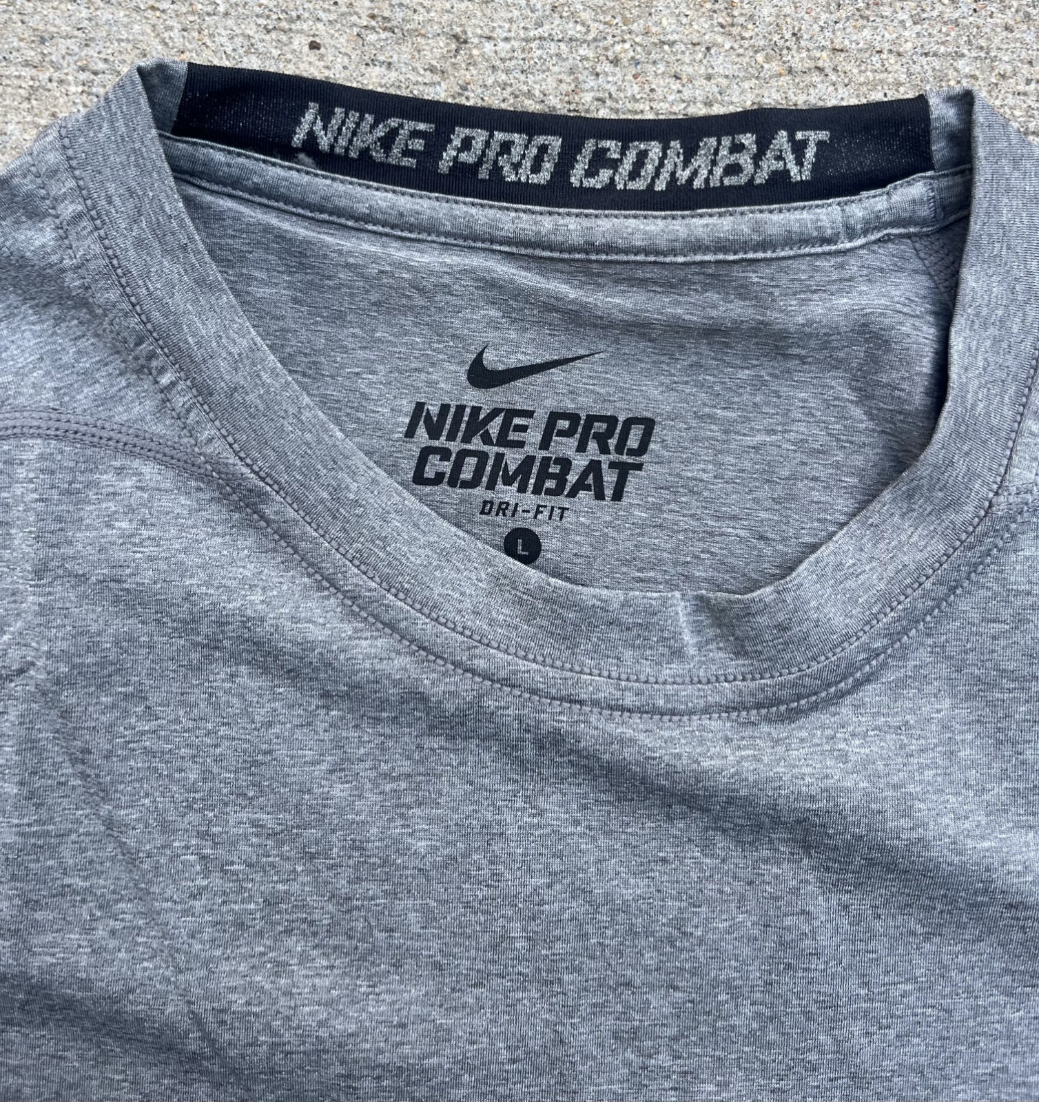 Nike Pro Combat Dri-Fit Performance Compression Grey Long Sleeve Shirt Size L gallery