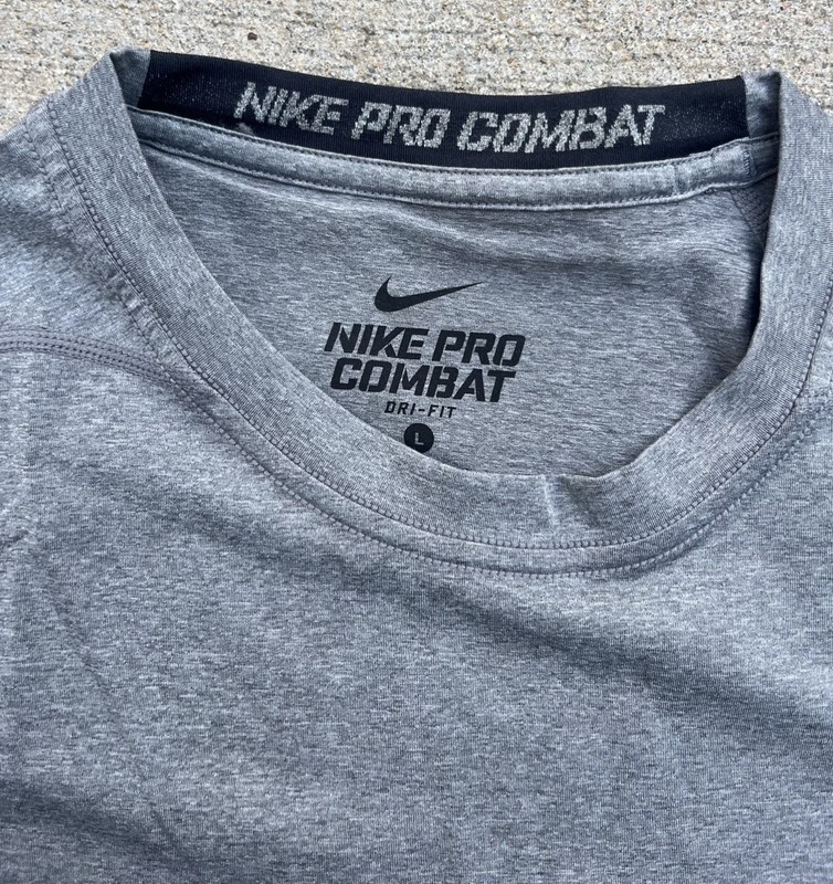 Nike Pro Combat Dri-Fit Performance Compression Grey Long Sleeve Shirt Size L gallery