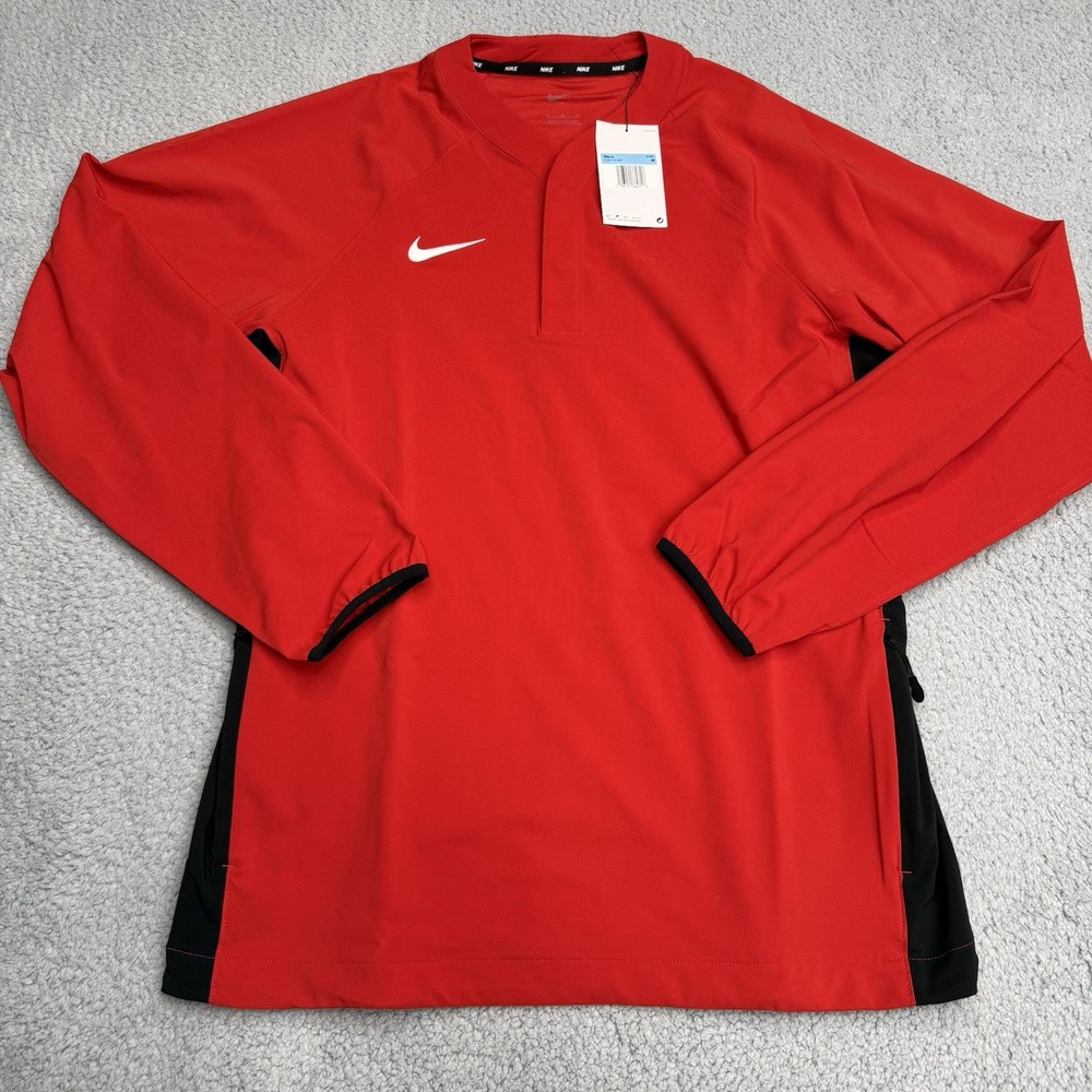 Nike Pullover Mens M Red White Baseball Performance Pregame Top DO9174-657