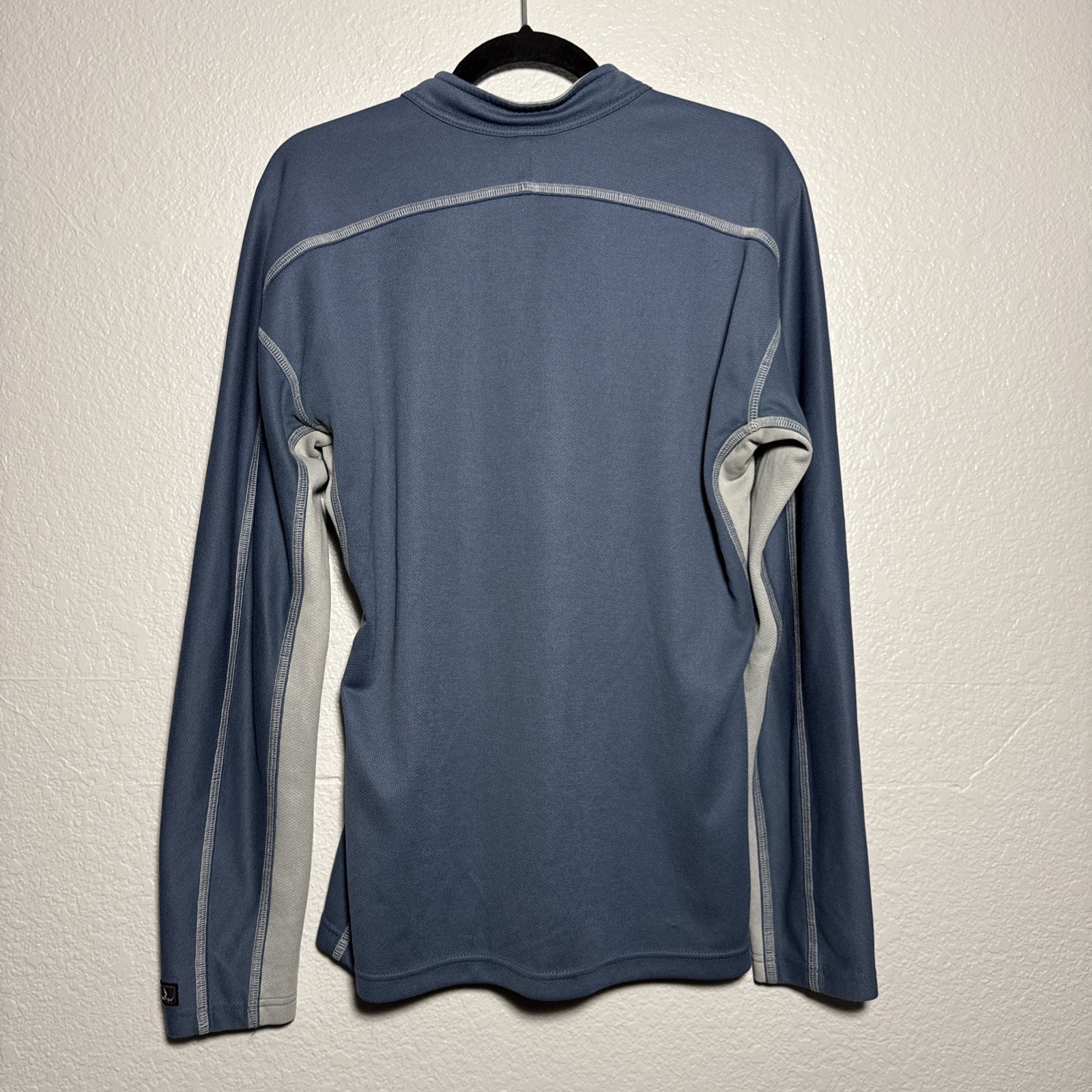 Prana Shirt Men's Gray Blue Quarter Zip Pullover Lightweight Long Sleeve Large gallery