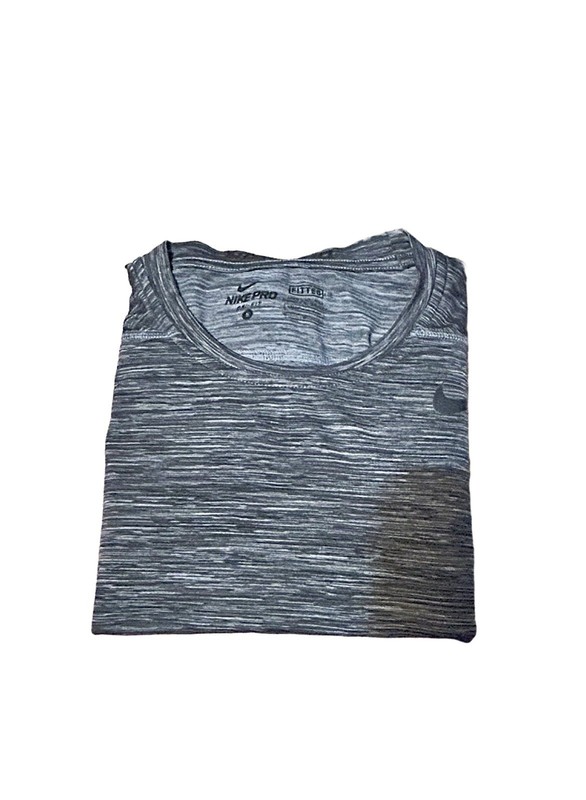 NIKE Pro Men's Size-M TALL Short Sleeve DRI-FIT TIGHT FIT Swoosh Logo Gray gallery