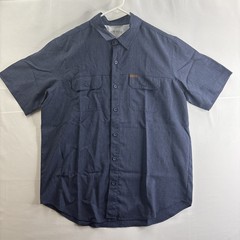 Orvis Mens Button Down Blue Short Sleeve Moisture Wicking Shirt Fishing Outdoors